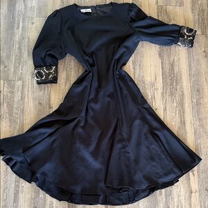Vintage Jack Bryan Black Beaded Cuff Evening Dress | 70s 80s Formal Party Dress